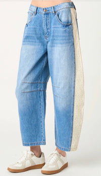 mittoshop Wide Barrel Pants in oatmeal denim - women's pants