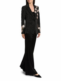 alice + olivia Macey Embellished Notch Lapel Blazer in black hematitie - women's jacket - view 5