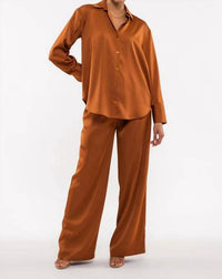 Blu Pepper - Solid Satin Button Up Woven Top