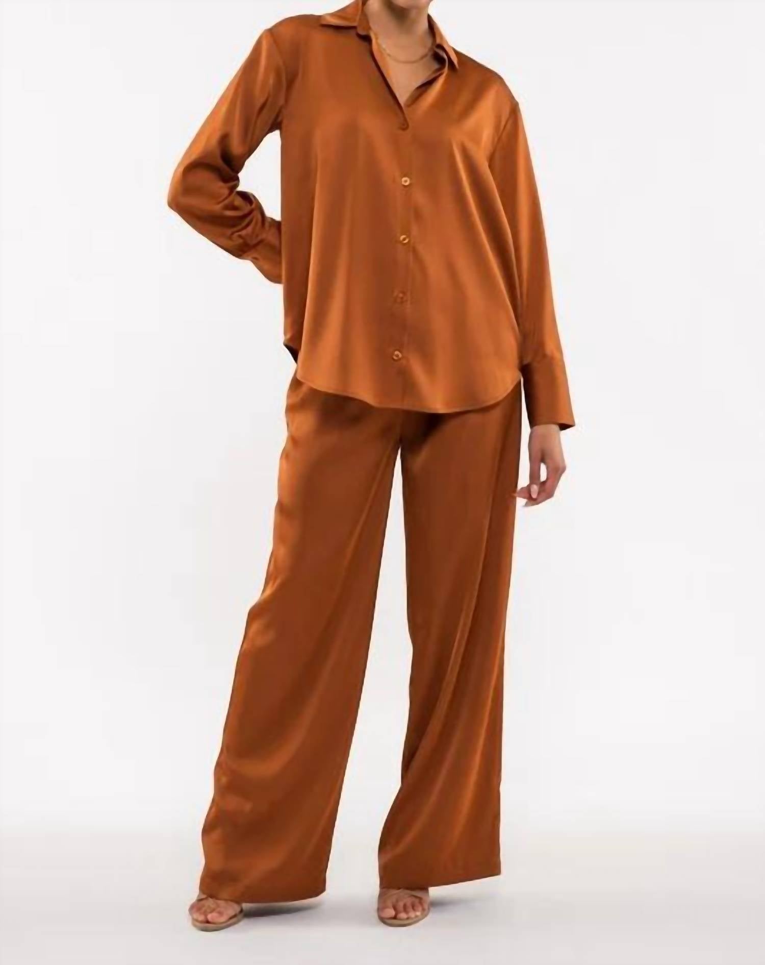 Blu Pepper - Solid Satin Button Up Woven Top