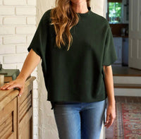 Frank & Eileen Women's Audrey Funnel Neck Capelet in dark green - women's sweater