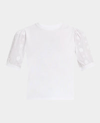 FRAME The Lace Sleeve Tee in white - women's t-shirt - view 5