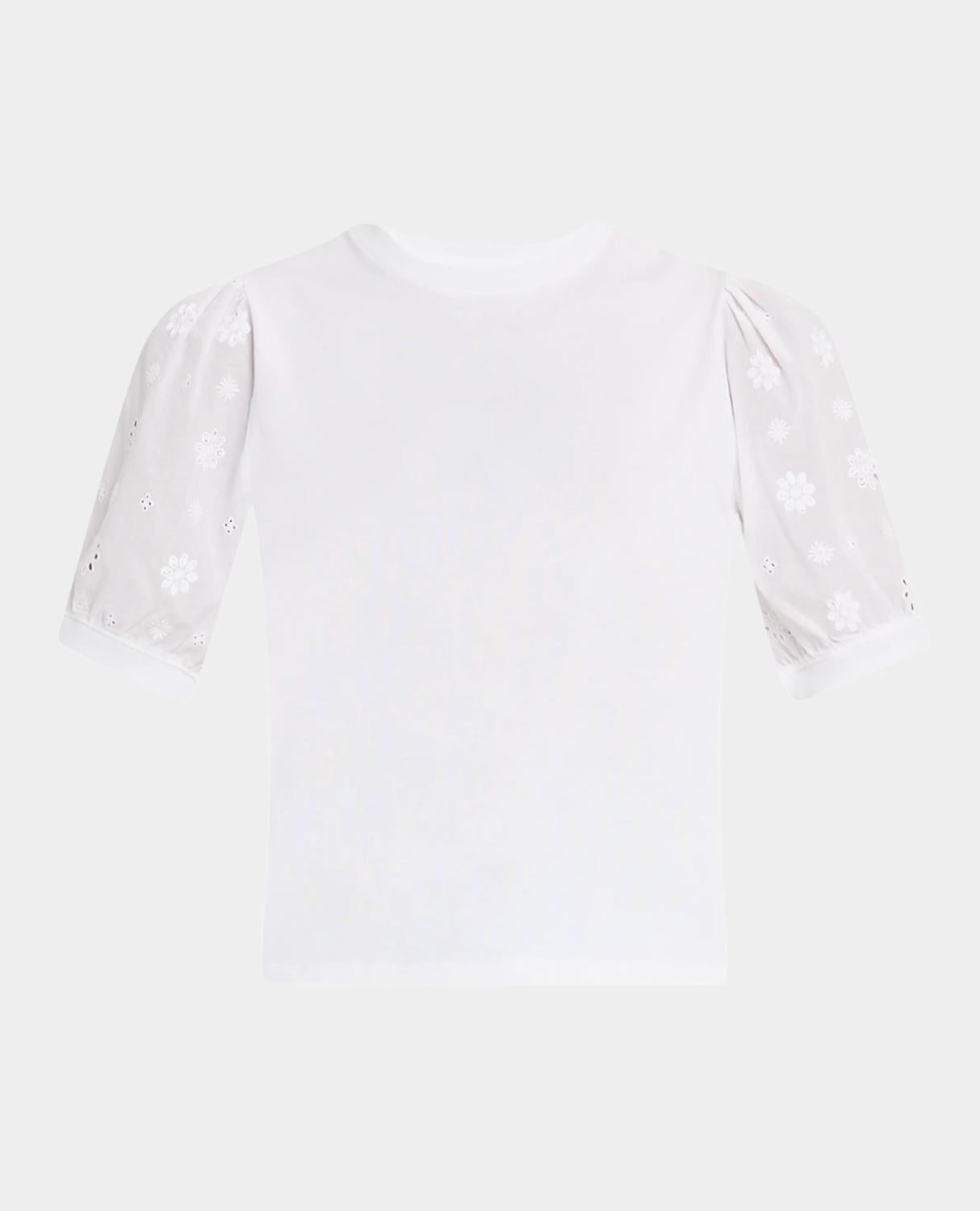FRAME The Lace Sleeve Tee in white - women's t-shirt - view 5