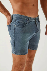 Steele - Men's Washed Denim Knit Stretch Jeans Short