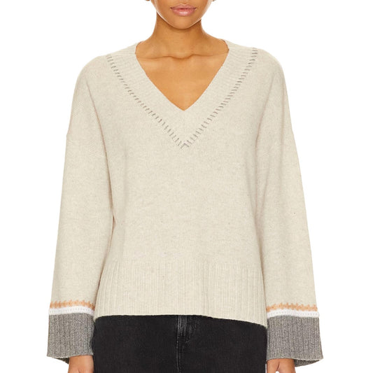 Autumn Cashmere - Oversized Vee Neck Crochet Sweater