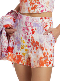 Derek Lam 10 Crosby Freja Floral Stretch Linen Shorts in rose multi - women's shorts - view 4