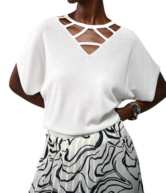 Joseph Ribkoff - V-NECK CUTOUT TOP