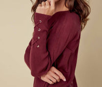 Charlie B - Knit Sweater With Lace-up Cuffs