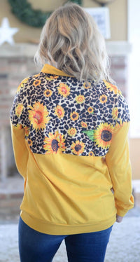 Shirley Stone - Sunflower Zip Up Pullover