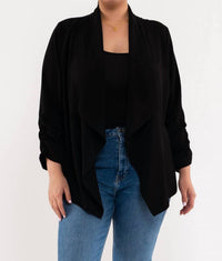 Blu Pepper - Breeze Rouched Sleeve Blazer - Plus