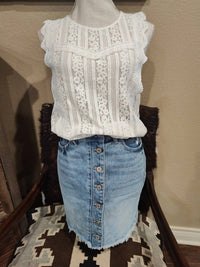 WISHLIST Women's Lace See Through Top in shell - women's blouse