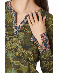 Johnny Was - The Janie Favorite Split Neck Top - Hirz Camo