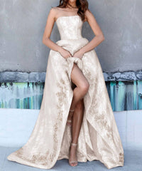 Sherri Hill Lace Floral Embroidered High Low Gown in ivory - women's dress