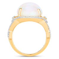 Diana M Jewels Women's Oval Natural Ethiopian Opal Fashion Ring (8.26 Ct) - Elegant Plus in 14k yellow gold - women's jewelry - detail view