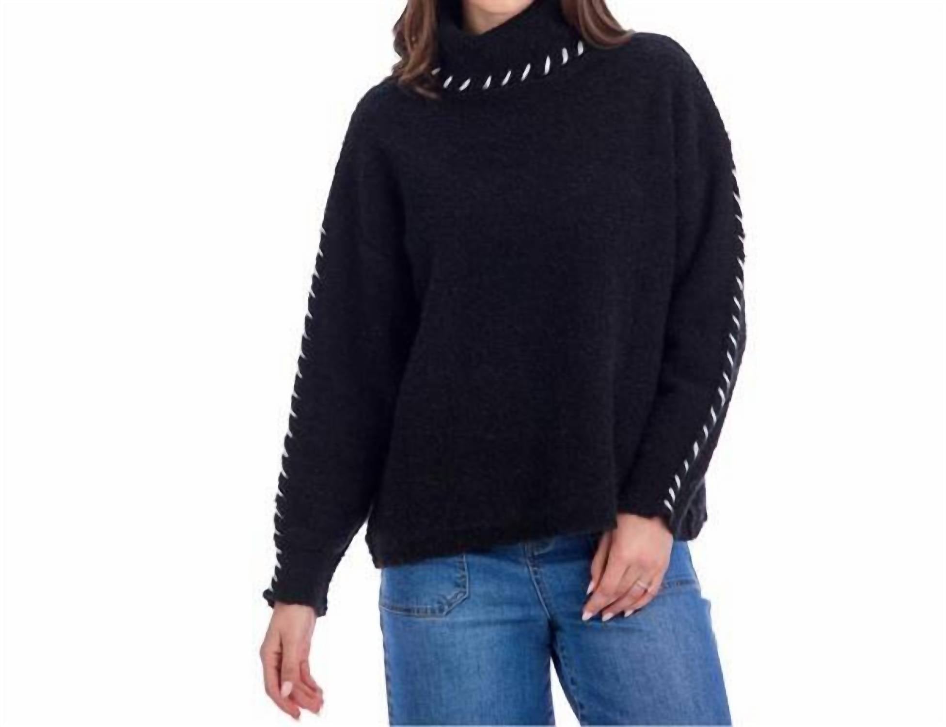 mudpie Fallon Contrast Sweater in black - women's sweater