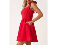 Mittoshop - Game Day Contrast Stitch Tie Shoulder Mini Dress