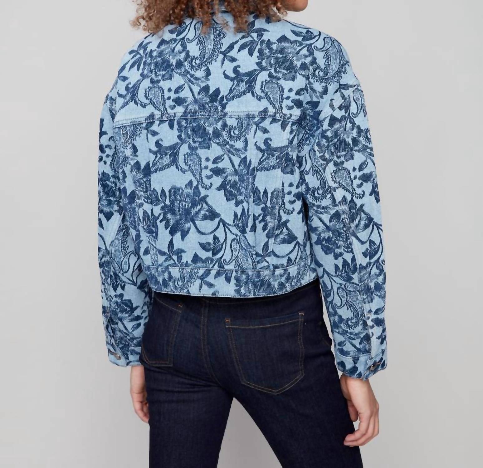 Charlie B - Cropped Jacquard Denim Jacket