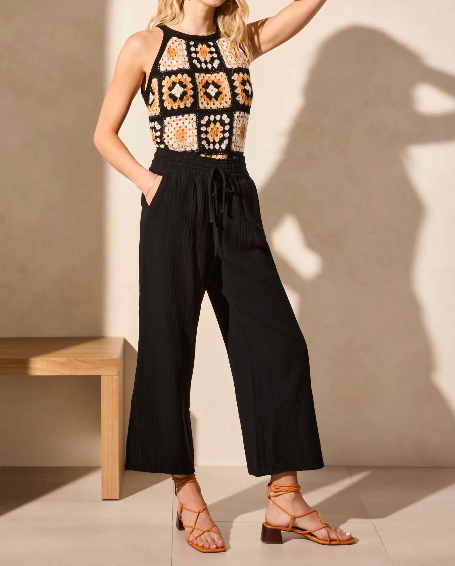 Tribal - 2 Ways Wide Leg Pant With Side Slits