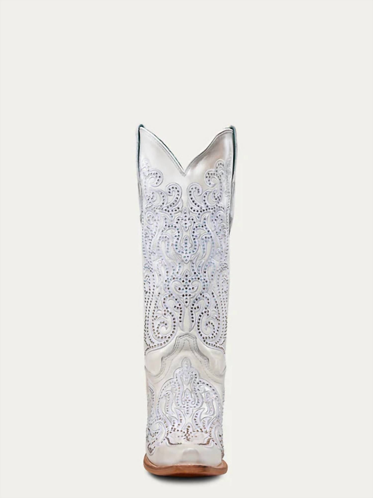 Corral Women's Embroidery Crystal Tall Boots in white - women's shoe - view 4