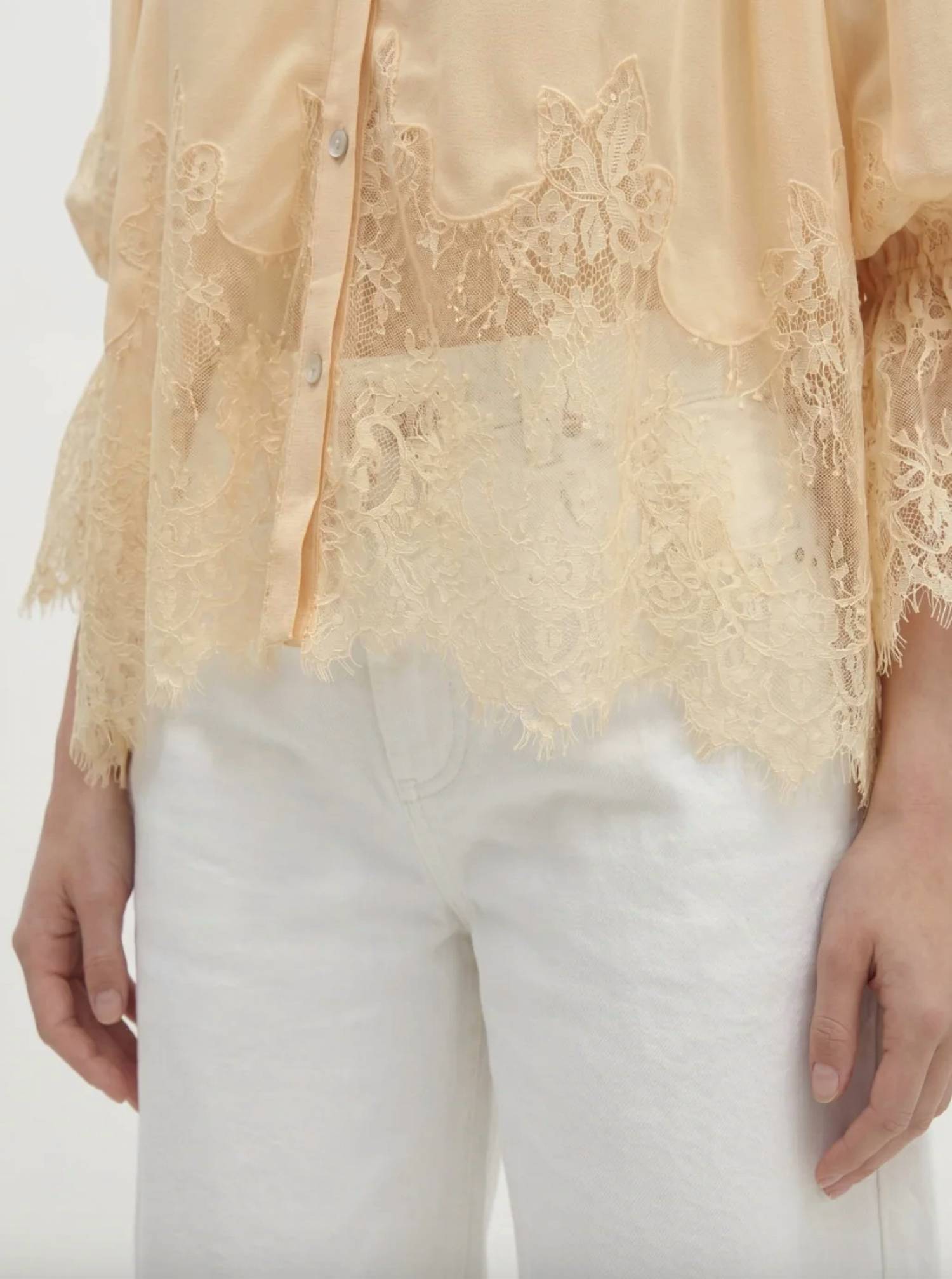 Berenice - Cristy V-neck Shirt With Lace Detail