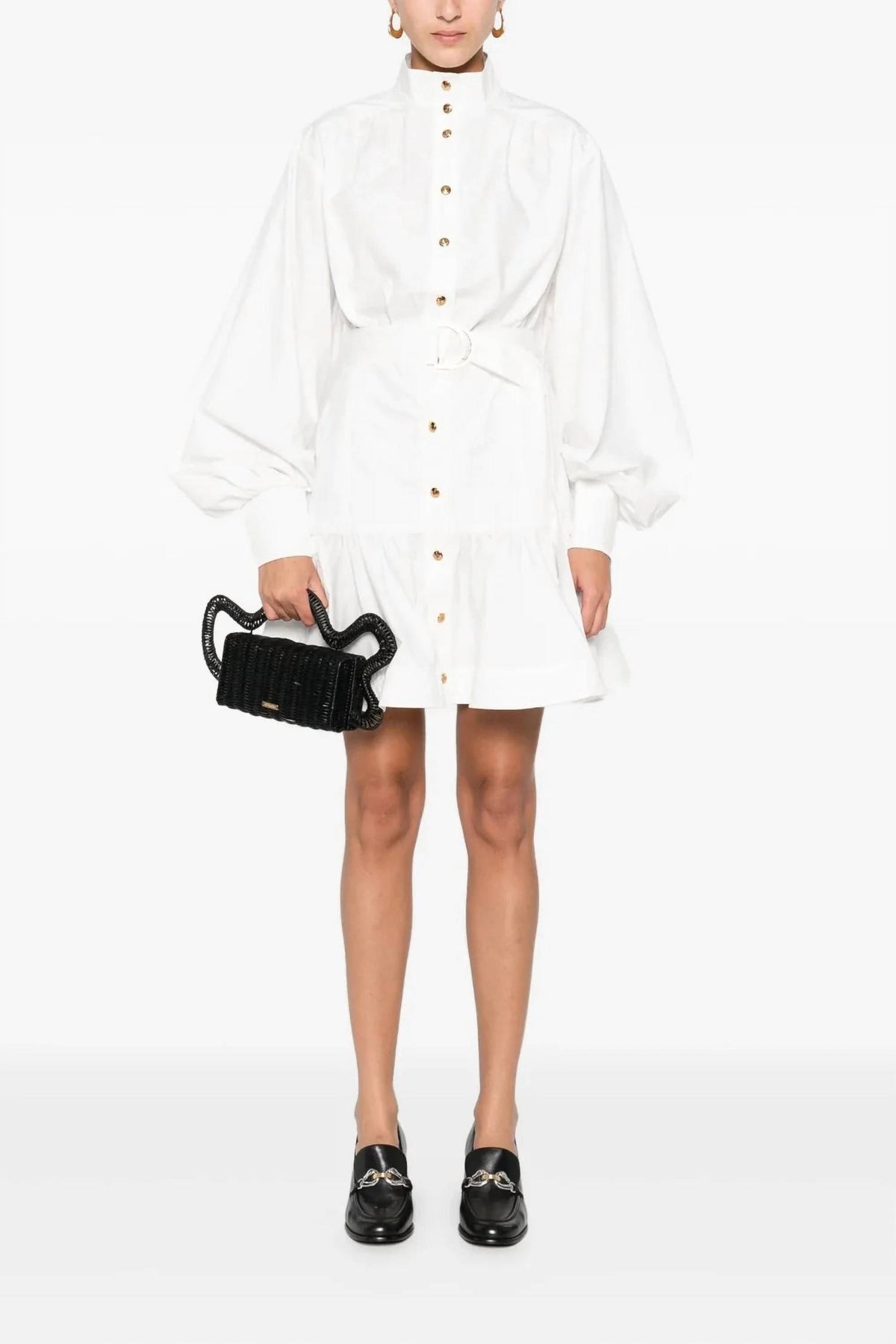 Zimmermann - Belted Long Sleeve Cotton Utility Minidress