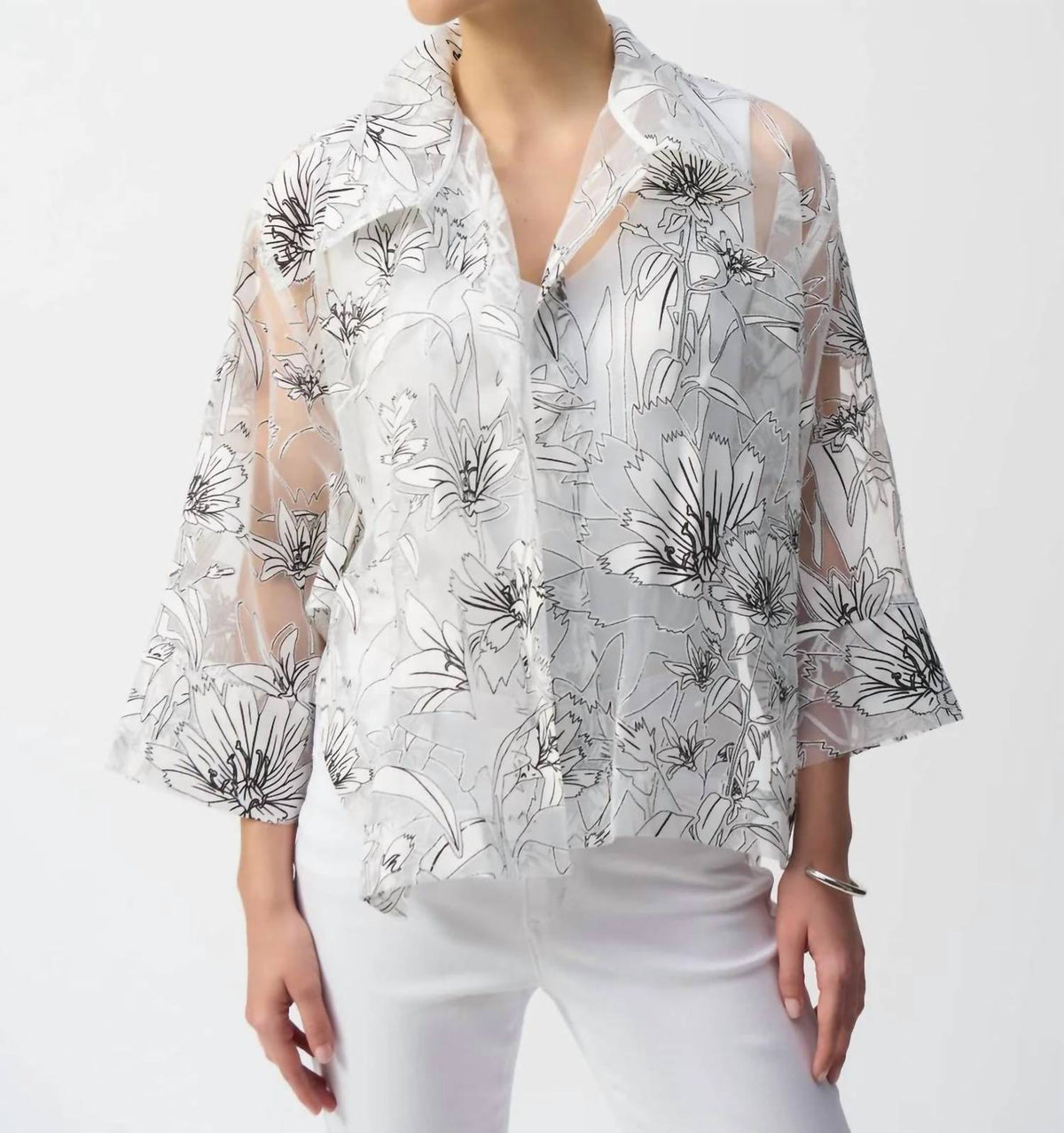 Joseph Ribkoff - Organza Floral Print Boxy Top