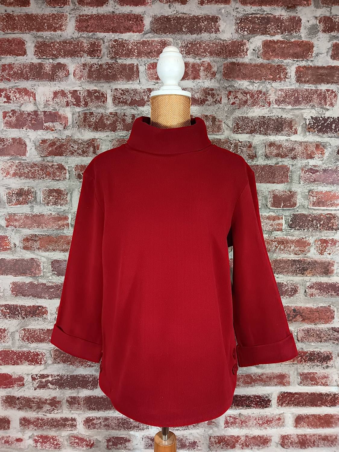 Multiples - Women's Turtleneck Side Button Top
