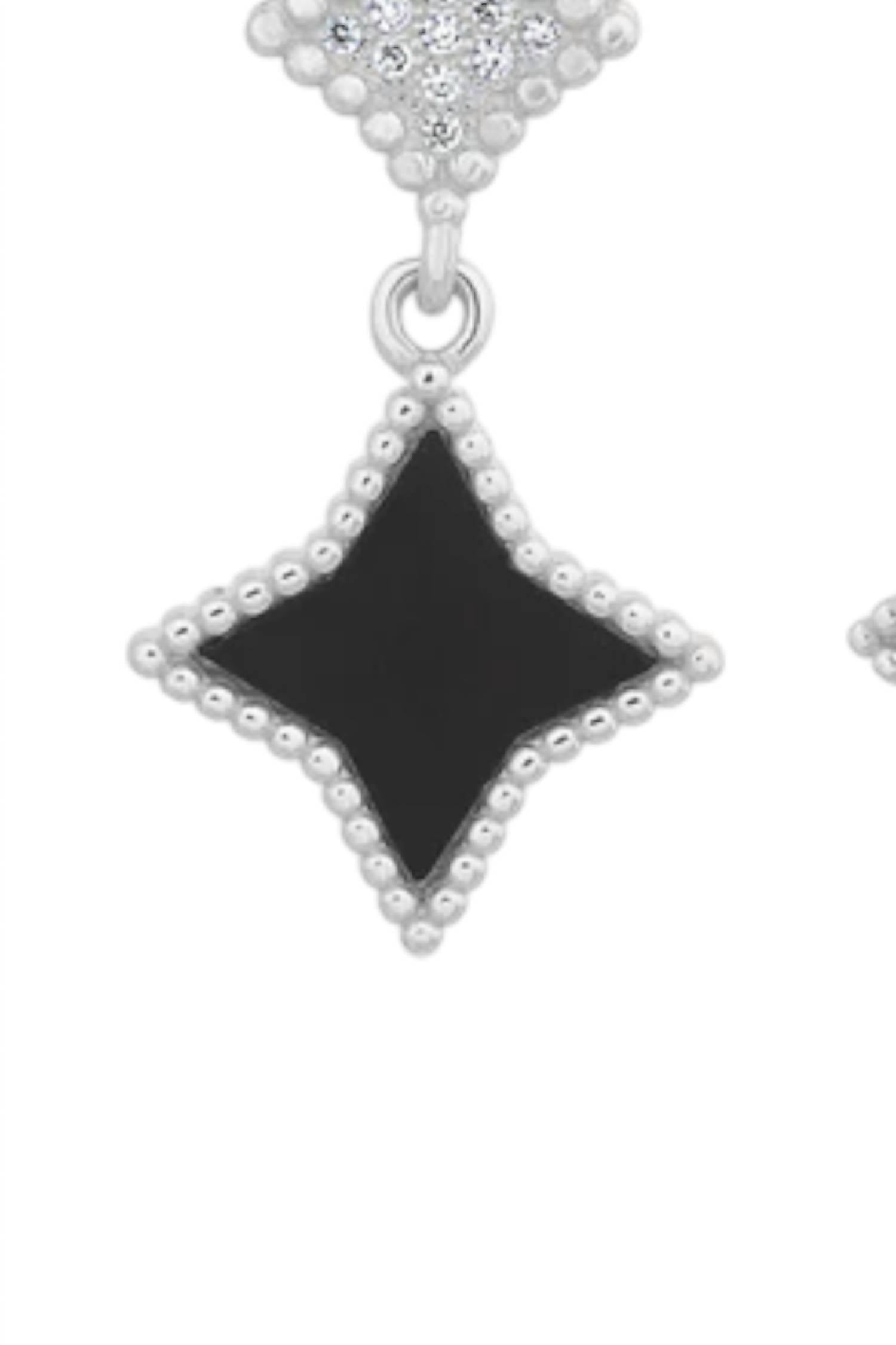 Allyanna Gifts - Women's Cubic Zirconia Enamel Diamond Shape Dangling Earrings