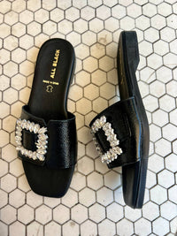 ALL BLACK Women's Elton Slide Sandal in black - women's sandal - detail view