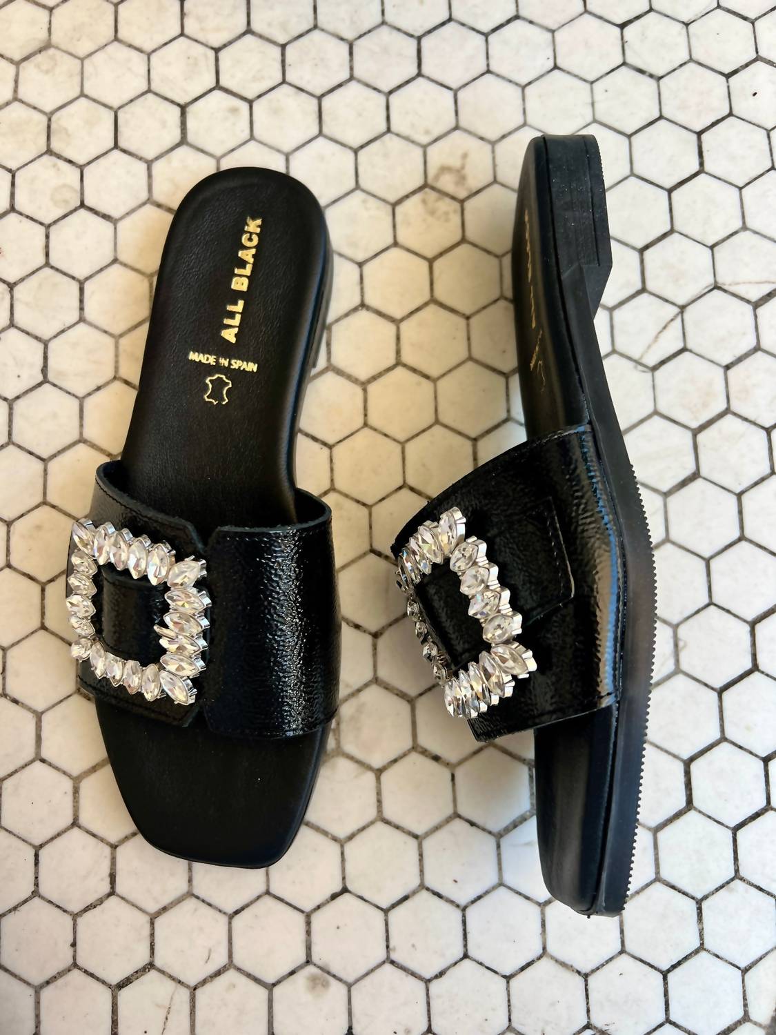 ALL BLACK Women's Elton Slide Sandal in black - women's sandal - detail view