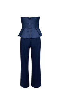Adrianna Papell - Strapless Popover Satin Stretch Crepe Jumpsuit