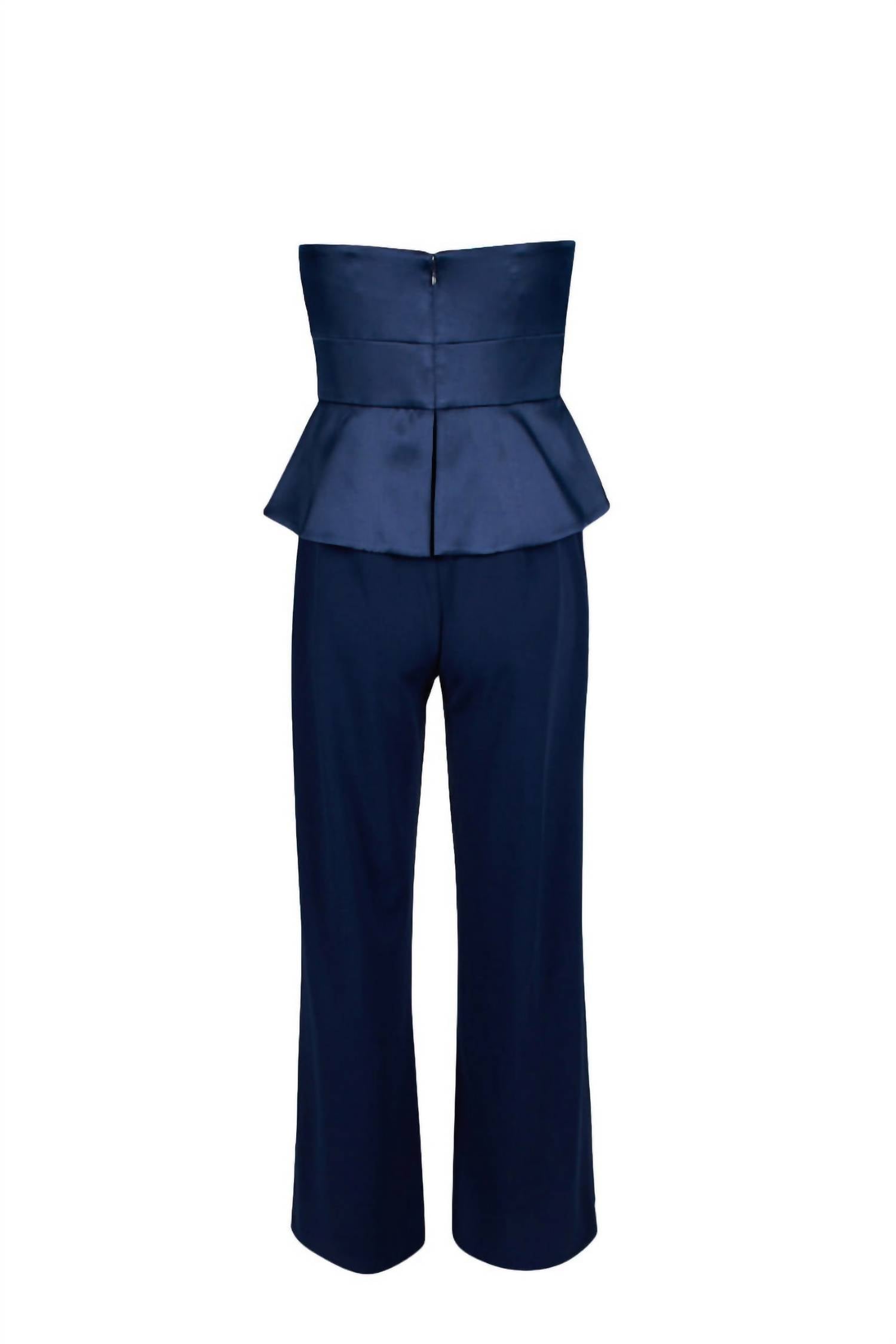 Adrianna Papell - Strapless Popover Satin Stretch Crepe Jumpsuit