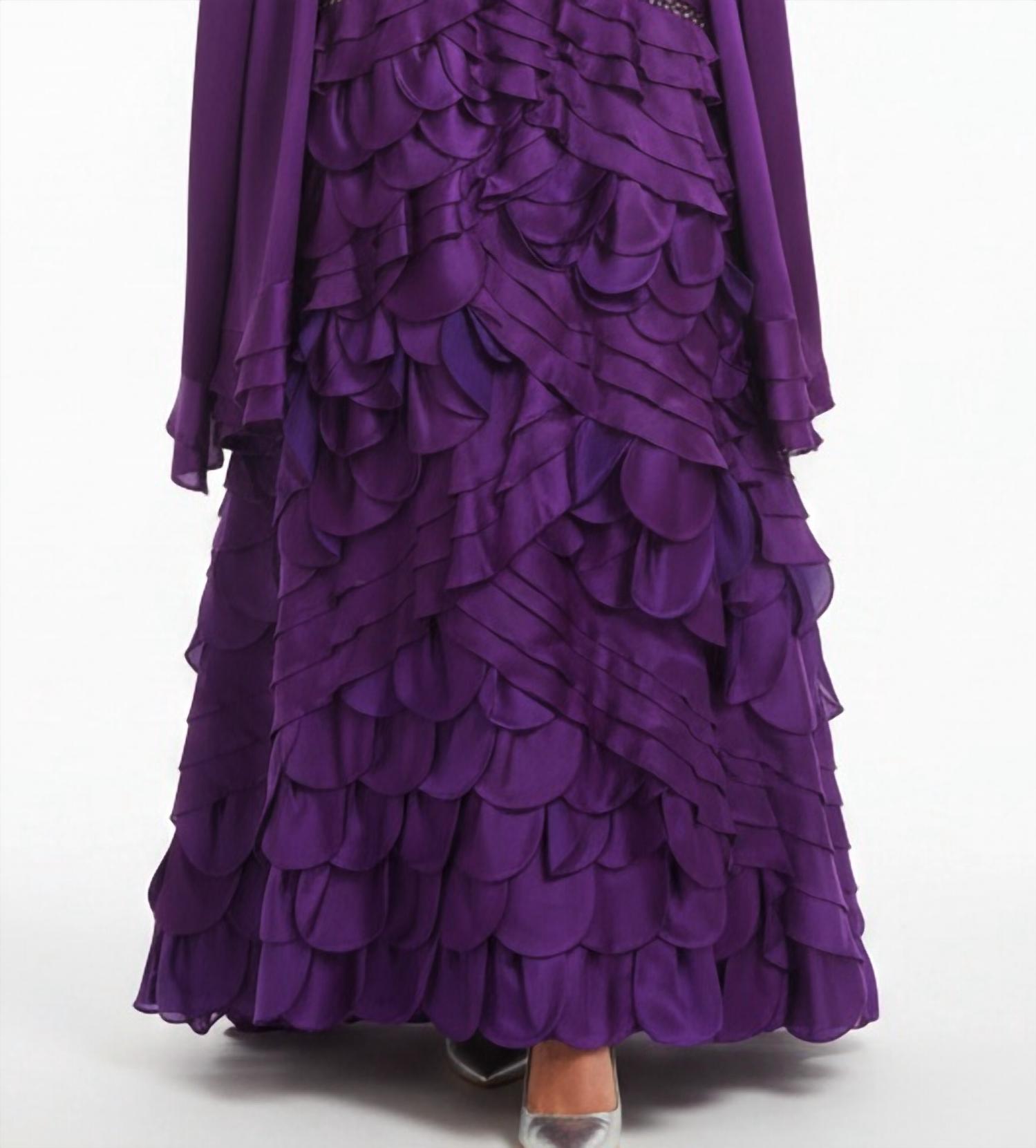 Ysa Makino - Strapless Ruffled Beaded Shawl Maxi Dress