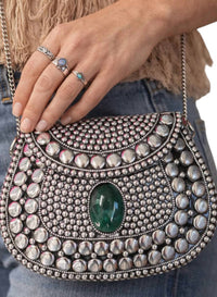 Ramla - Women's Studded With Emerald Stone Purse
