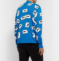 Amiri Cards Intarsia Cardigan Sweater in blue - men's sweater - alternate view