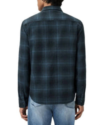 John Varvatos Dario Brushed Plaid Shirt in titanium blue - men's shirt - alternate view