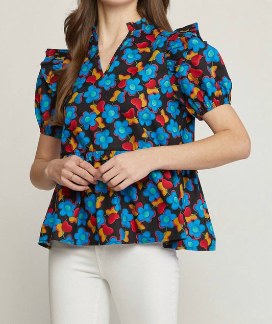 Entro - Floral & Ruffle Top