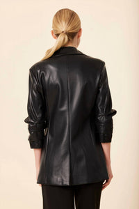 Dolce Cabo - Leather Ruched Sleeve Blazer