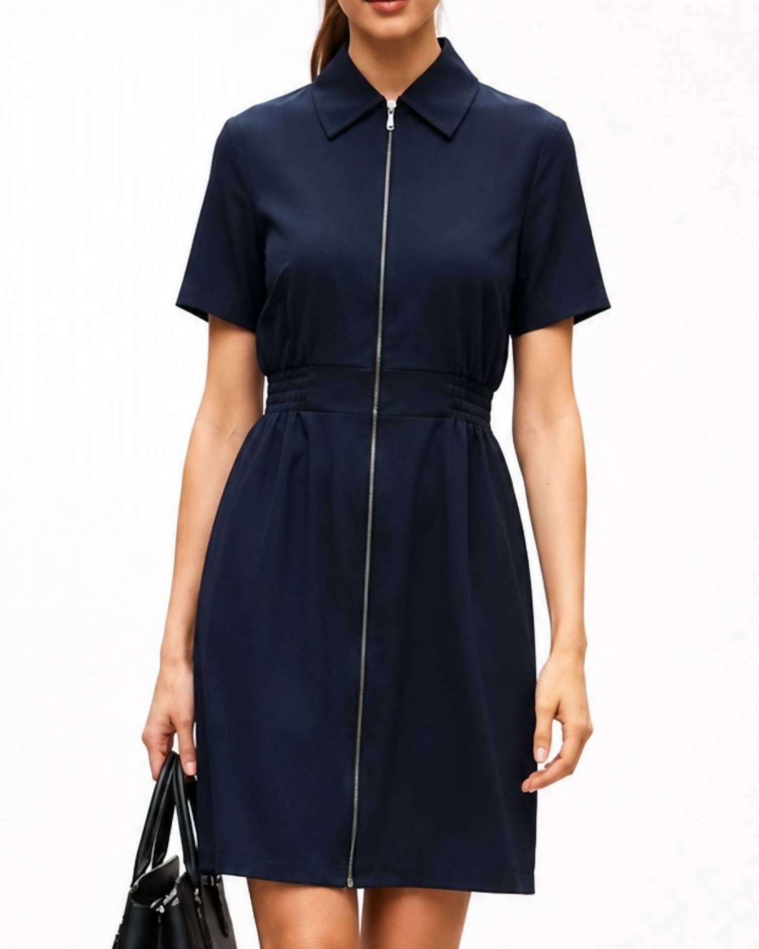 Vava - Short Sleeve Zip Up Dress