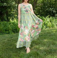 Davi & Dani - Boho Blossom Mixed Stripe Midi Dress