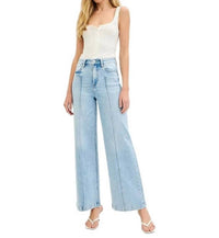 Risen - High Waist Pintuck Wide Leg Jeans
