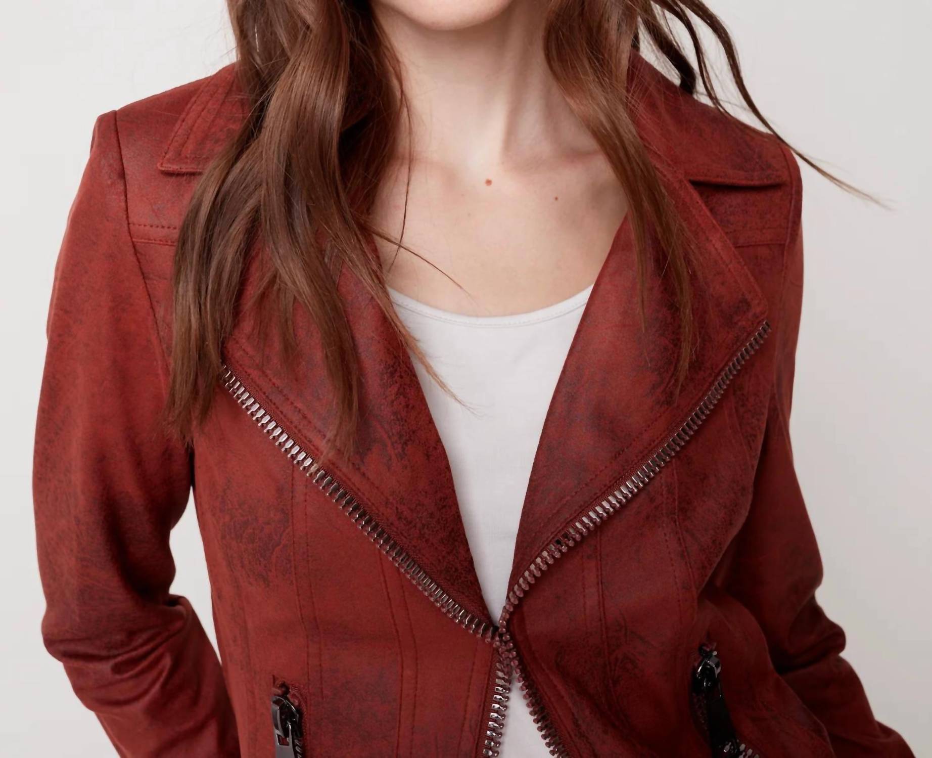 CHARLIE B Moto Jacket in cinnamon - women's jacket - view 5