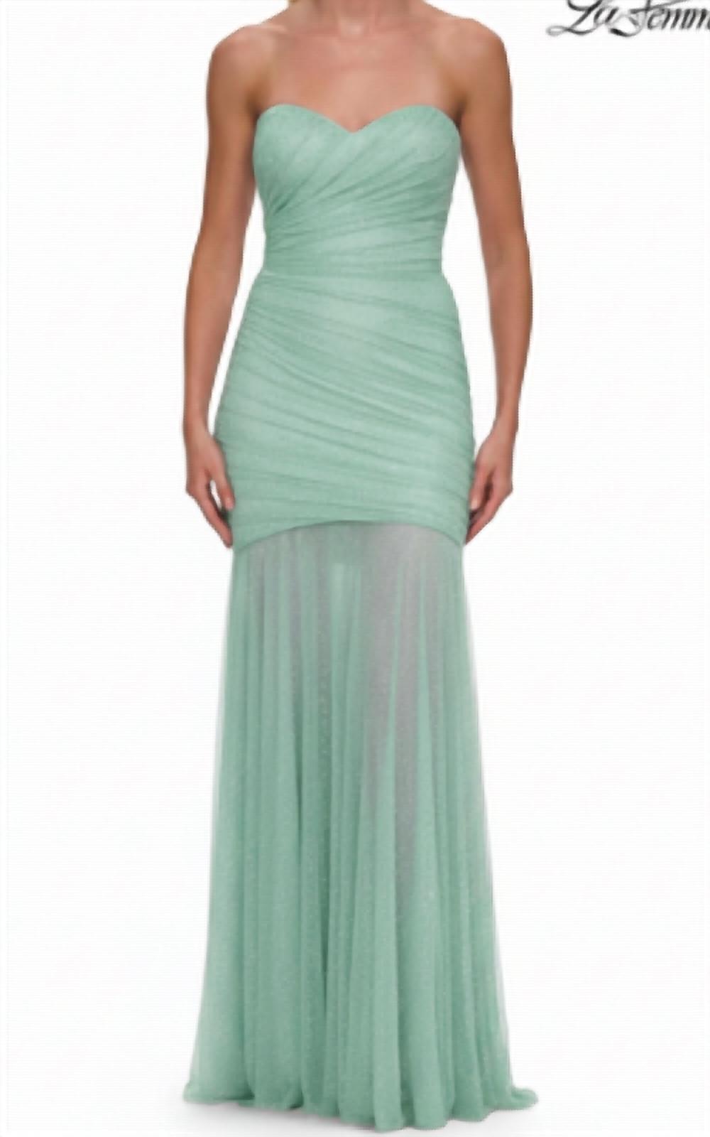 La Femme Strapless Hot Stone Gown in mint - women's dress