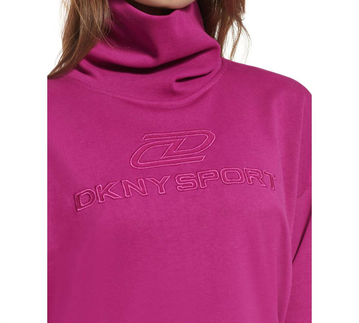 Dkny - Logo Cotton Turtleneck Pullover Top