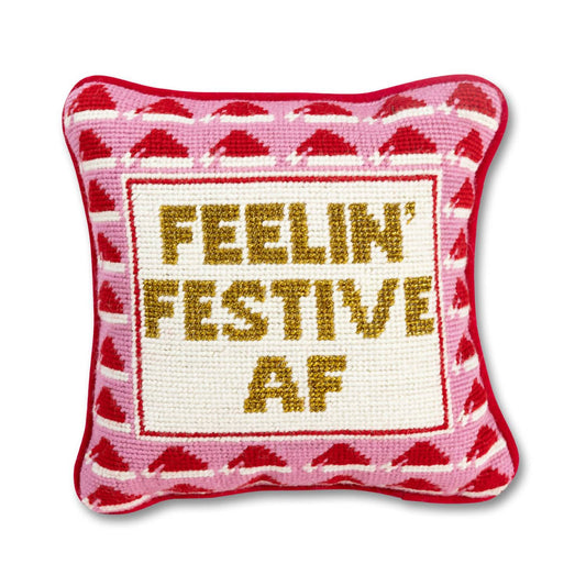 Furbish Studio - Festive AF Needlepoint Pillow