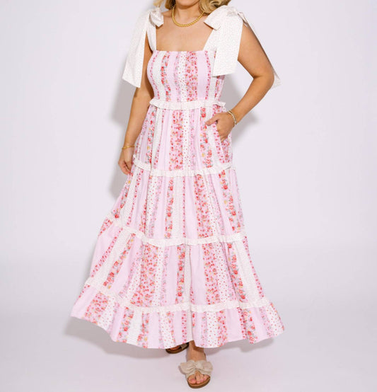 Peach Love - Sunny Strolls Floral Smocked Tiered Maxi Dress