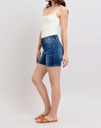 Judy Blue 2 Button Mid Length Dad Shorts in blue - women's shorts - view 5