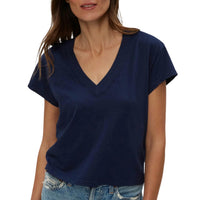 Michael Stars Harlan Cropped V-Neck Tee in nocturnal - women's t-shirt