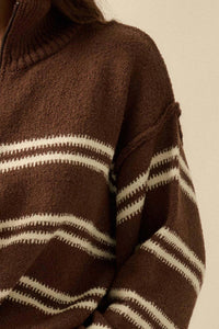Promesa - Striped Knit Quarter-zip Sweater