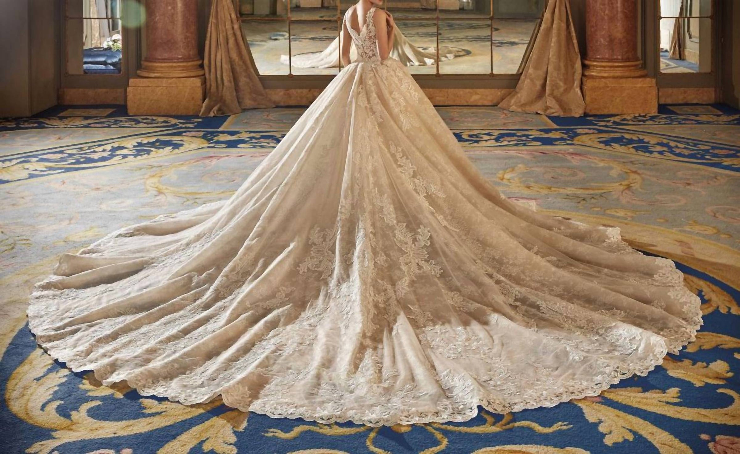 Demetrios - Camila V-neckline Ball Gown
